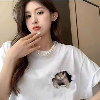 Áo Phông Nam Nữ Unisex In Hình Chú Mèo Ngộ Nghĩnh, Áo Phông Tay Lỡ Form Rộng Chất Cotton Co Giãn 2 Chiều Cao Cấp