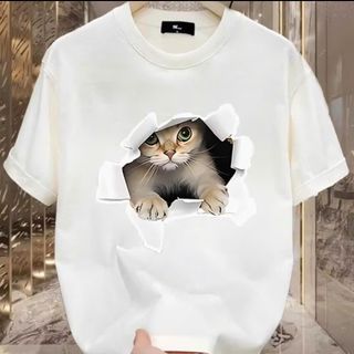 Áo Phông Nam Nữ Unisex In Hình Chú Mèo Ngộ Nghĩnh, Áo Phông Tay Lỡ Form Rộng Chất Cotton Co Giãn 2 Chiều Cao Cấp