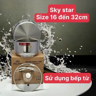 BỘ NỒI INOX XỬNG HẤP NẮP KÍNH 24cm SKY STAR