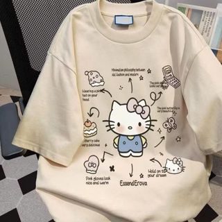 Áo Thun Form Rộng Dành cho Nam Nữ Cotton Thoáng Mát In Hình Mèo mùa hè nên có