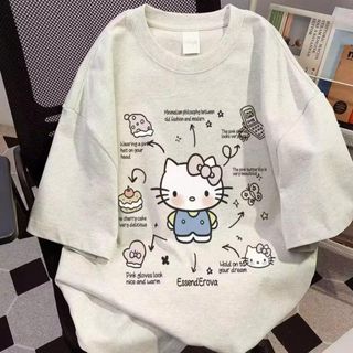 Áo Thun Form Rộng Dành cho Nam Nữ Cotton Thoáng Mát In Hình Mèo mùa hè nên có