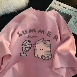 Áo thun nữ, áo phông nam nữ unisex tay ngắn mèo Summer in hình đủ size chất cotton mịn co giãn