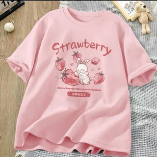 ( GIÁ MỞ BÁN ) Áo phông nữ dáng rộng nhiều màu in hình thỏ dâu chất liệu thun cotton co giãn thoáng mát