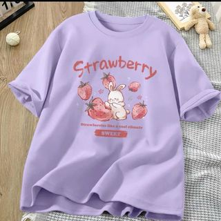 ( GIÁ MỞ BÁN ) Áo phông nữ dáng rộng nhiều màu in hình thỏ dâu chất liệu thun cotton co giãn thoáng mát