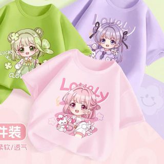 Áo thun ngắn tay cho bé gái Form vừa vặn chất liệu cotton Hình Bé Gái dễ thương phù hợp cho bé gái
