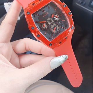 ĐỒNG HỒ NAM NỮ CAO CẤP GUECS MẶT CN CHONOGRAP DÂY SILICONE RED