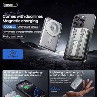 Pin Dự Phòng Remax CX-2 Dung Lượng 10000mAh Sạc Nhanh 22.5w Hổ Trợ Sạc Ko Dây và Giá Đở ĐT