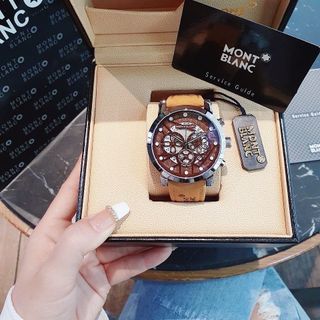 SĂN SALE MÙA HÈ ĐỒNG HỒ NAM TRUNG CẤP MONBLAN DÂY DA MẶT CHONOGRAP CHẤM TRẮNG