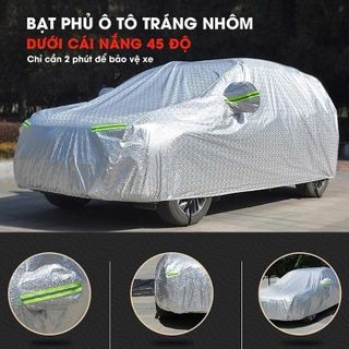 BẠT PHỦ Ô TÔ VẢI DÙ OXFORD  3 LỚP chồng nắng mưa, chống xước bảo vệ an toàn cho ô tô 5- 7 chỗ