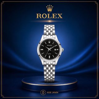 ĐỒNG HỒ NỮ THỜI TRANG ROLXE DÂY BẠC MẶT ĐEN