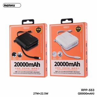 Pin Dự Phòng Remax RPP-553 < 4in1> Dung Lượng 20000mAh Sạc Nhanh 22.5w*20w PD Tích Hợp Chuôi Cắm Sạc và Dây Sạc