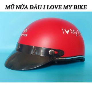 Mũ Bảo Hiểm Nửa Đầu In Hình I Love My Bike - Nón Bảo Hiểm Kiểu Thái Chất Lượng Dành Cho Cả Nam Và Nữ