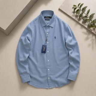 SƠ MI LINEN POLO TAY DÀI NAM.  Chất linen.