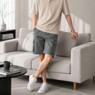 Quần short nam. Chất liệu kaki cotton cao cấp: Vải đứng form, dày vừa, mềm tay, thoáng mát .