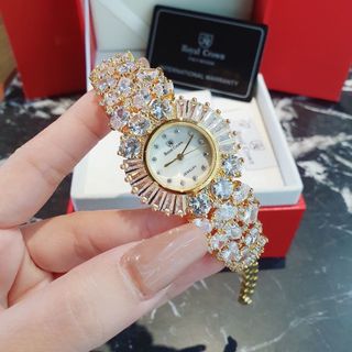 ĐỒNG HỒ NỮ CAO CẤP ROYAL DÂY THÉP GOLD ĐÍNH ĐÁ SWAROSKI
