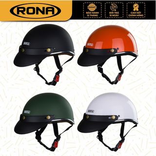 Rona Hali Motorcycle Helmet with Silver Trim and Black Visor, Half-Head Motorcycle Helmet for Men and Women, Free Size - Rona Helmet