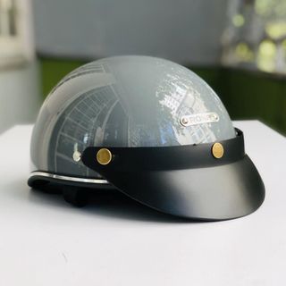 Rona Hali Motorcycle Helmet with Silver Trim and Black Visor, Half-Head Motorcycle Helmet for Men and Women, Free Size - Rona Helmet
