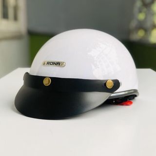 Rona Hali Motorcycle Helmet with Silver Trim and Black Visor, Half-Head Motorcycle Helmet for Men and Women, Free Size - Rona Helmet