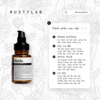 Sữa rửa mặt cho nam Nude Rusty Lab | Chiết xuất từ thiên nhiên, Làm sạch dưỡng ẩm da, Phù hợp cho mọi làn da