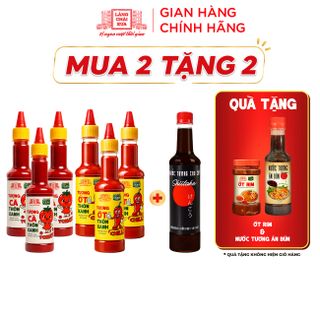 [Tặng ớt rim & tương ăn bún] Combo Nước tương 525ml 3 Tương ớt 270g 3 Tương cà 270g Làng Chài Xưa