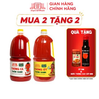 [Tặng ớt rim và nước tương 525ml] Combo 2 gồm Tương ớt Tương cà Làng Chài Xưa 2.2Kg Trang trại sạch