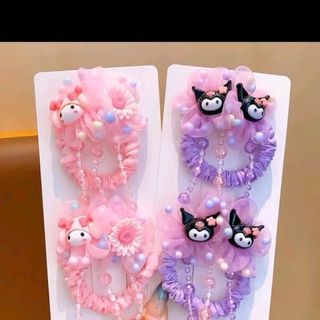 Sét cột tóc 2 dây tua rua cho bé gái