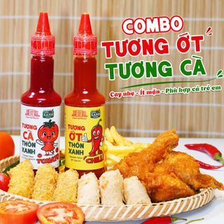 Combo 2 món gồm Tương ớt và Tương cà Thôn Xanh 270g Trang trại ớt/ cà chua sạch - Làng Chài Xưa