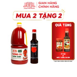 [Tặng Ớt Rim và Nước tương ăn bún] Combo Nước tương Shiitake 525ml và Tương cà 2.2Kg Làng Chài Xưa