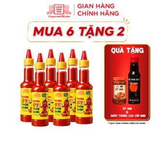 [Tặng Ớt rim & Nước tương 125ml] Combo 6 Tương ớt Làng Chài Xưa chai 270g - trang trại ớt sạch