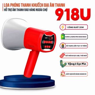 LOA PHÓNG THANH Cầm Tay Ghi Âm 918U Siêu Lớn Kèm 1 Pin