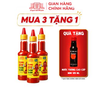 [Tặng nước tương 125ml] Combo 3 Tương ớt Làng Chài Xưa chai 270g ít cay ít mặn ớt trang trại ớt sạch