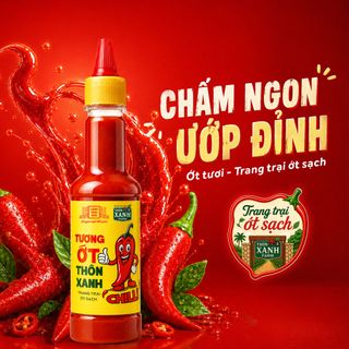 [Tặng nước tương 125ml] Combo 3 Tương ớt Làng Chài Xưa chai 270g ít cay ít mặn ớt trang trại ớt sạch