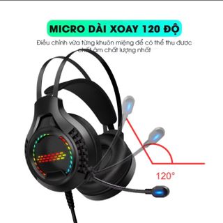 Tai nghe chụp tai gaming DEIOG E8150 âm thanh vòm 3D mic đàm thoại led RGB cho game thủ