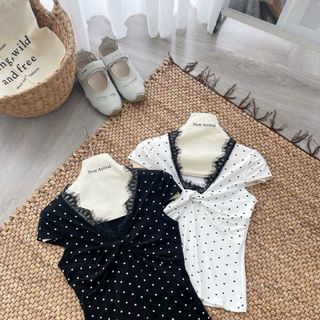 ÁO THUN GÂN CHẤM BI XINH XẮN – NÀNG MẶC LÀ YÊU
