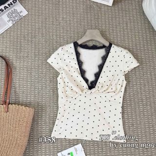 ÁO THUN GÂN CHẤM BI XINH XẮN – NÀNG MẶC LÀ YÊU