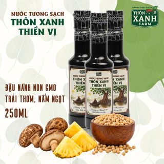 [Combo 3 chai 250ml] Nước tương sạch Thôn Xanh Thiền Vị - Đậu nành nấm ngọt trái thơm Làng Chài Xưa