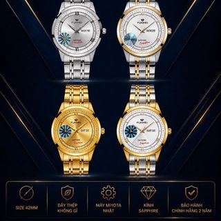 ĐỒNG HỒ NAM CHÍNH HÃNG FUNMEI F2039 DÂY THÉP KÍNH SAPPHIRE FULLBOX TEM