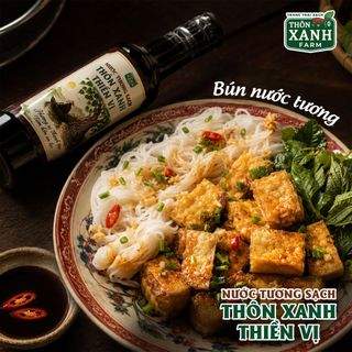 Nước tương sạch Thôn Xanh Thiền Vị chai nhựa 250ml - Đậu nành nấm ngọt trái thơm Làng Chài Xưa