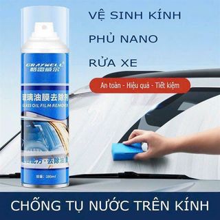 Xịt tẩy rửa vết ố kính phủ nano chống tụ nước trên kính 2in1 ( cửa kính, ô tô, xe máy )