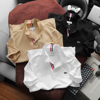 Polo nam.  Chất liệu cotton piqué (cotton gai) dày vừa phải, mềm mại.