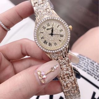 SĂN SALE ĐỒNG HỒ NỮ THỜI TRANG CHOPART DÂY VÀNG FULL HỘT