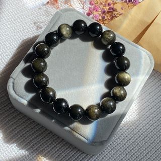 Vòng đá Obsidian Đen Ánh Vàng – Hợp mệnh Thổ & Kim | Sỉ từ 5 cái