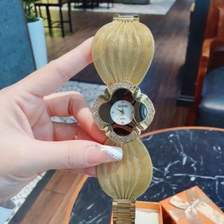 XẢ KHỦNG ĐỒNG HỒ NỮ NỘI ĐỊA BAOHE DÂY LƯỚI MÀU VÀNG FULLBOX