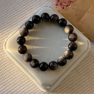 Vòng đá Obsidian Đen Ánh Bạc – Hợp mệnh Thủy & Mộc | Sỉ từ 5 cái