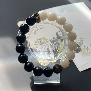 Vòng Âm Dương Thái Cực mix Obsidian Đen & Bồ Đề Trắng – Hợp đủ 5 mệnh | Sỉ từ 5 cái