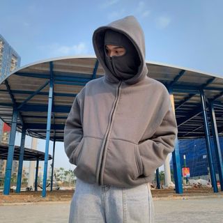 Áo Khoác Boxy Unisex Phong Cách Hàn Quốc – Thiết Kế Ninja, 2 Nón, Có Túi Trong