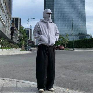 Áo Khoác Boxy Unisex Phong Cách Hàn Quốc – Thiết Kế Ninja, 2 Nón, Có Túi Trong