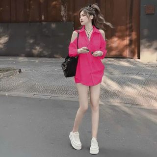 SET BỘ SƠ MI QUẦN ĐÙI KHOÉT VAI PHONG CÁCH HÀN QUỐC