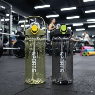 BÌNH NƯỚC THỂ THAO SPORT 950ML CÓ ỐNG HÚT, NẮP BẬT (T80)