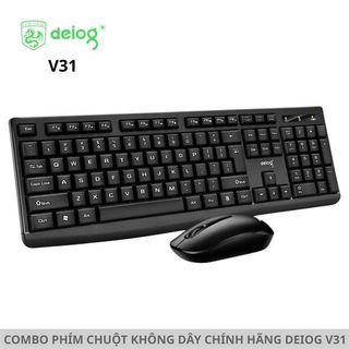 COMBO PHÍM CHUỘT KHÔNG DÂY CHÍNH HÃNG V31 (ĐEN)